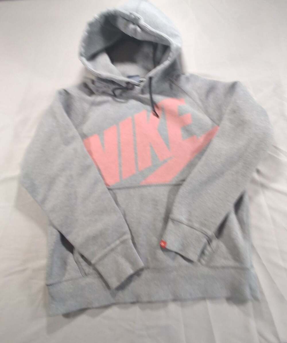 Nike Gray and Pink Graphic Pullover Hoodie Sweatshirt Women's Size Medium
